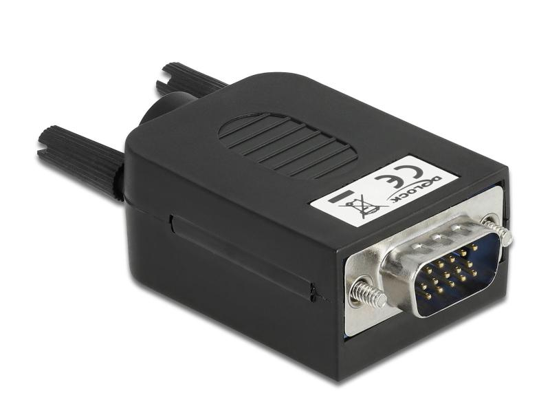 Delock Adapter VGA 10Pin Terminalblock Stecker mit Gehäuse, Kabeltyp: Adapter, Videoanschluss Seite A: Gerätespezifisch, Videoanschluss Seite B: VGA