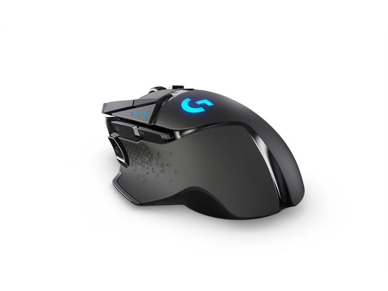 Logitech Gaming-Maus G502 Lightspeed Wireless, Maus Features: Daumentaste; Scrollrad; RGB-Beleuchtung; Herausnehmbare Gewichte; Hyperschnelles Scrollen; Programmierbare Tasten, Bedienungsseite: Rechtshänder, Farbe: Schwarz, Gewicht: 114 g, Anzahl Tasten: