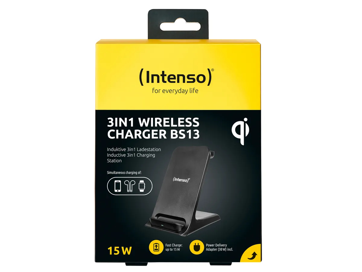 INTENSO Wireless Charging Stand BS13 7410621 Qi-certified, 3 in 1 black