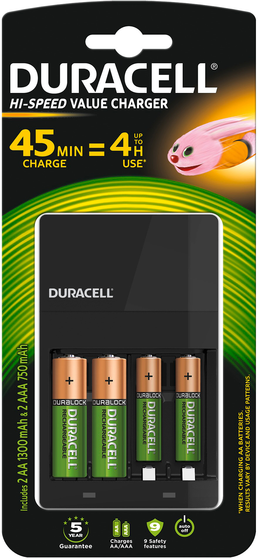 DURACELL Ladegerät CEF14 4-118577 inkl.2xAA + 2xAAA 4 Stunden