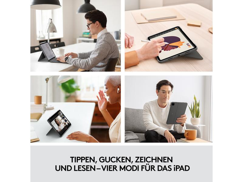 Logitech Tablet Tastatur Cover Combo Touch iPad Pro 11" 1.-3. Gen, Verbindungsmöglichkeiten: Smart Connector, Tastaturlayout: QWERTZ (CH), Kompatible Hersteller: Apple, Bildschirmdiagonale: 11 ", Farbe: Grau, Tablet Kompatibilität: iPad Pro 11" (2. Gen.