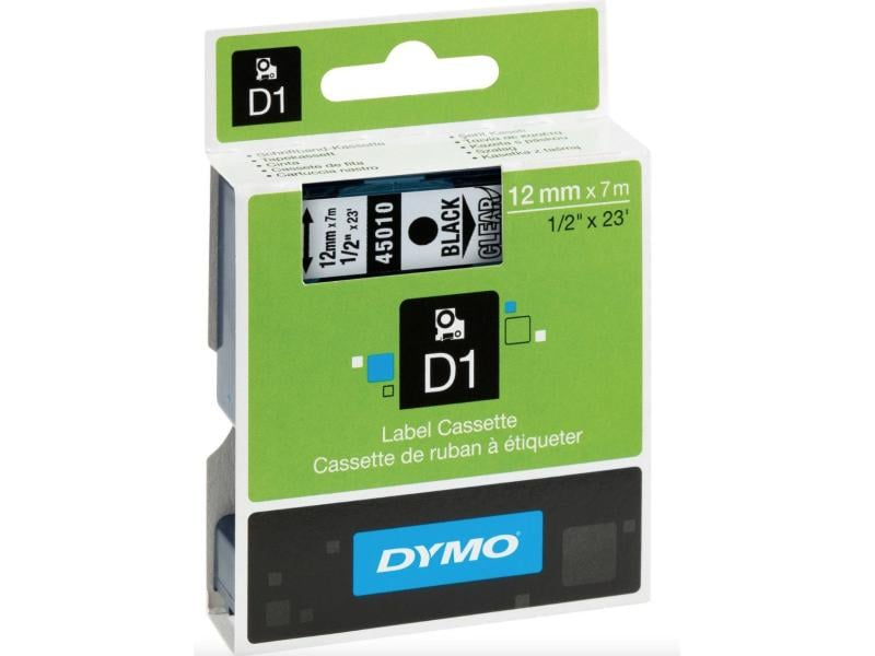 DYMO Schriftband D1 schwarz/transp. S0720500 12mm/7m