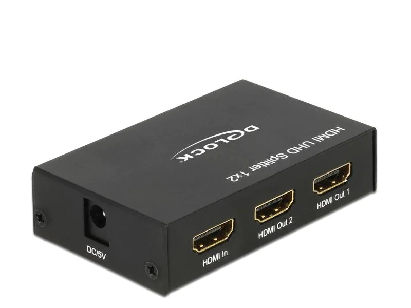 DeLock 2-Port Signalsplitter HDMI - HDMI 4K/60Hz, Anzahl Ports: 2, Signalverstärkung: Aktiv, Schnittstellen: HDMI Typ A