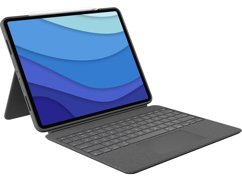 Logitech Tablet Tastatur Cover Combo Touch iPad Pro 12.9" 5. Gen., Verbindungsmöglichkeiten: Smart Connector, Tastaturlayout: QWERTZ (CH), Kompatible Hersteller: Apple, Bildschirmdiagonale: 12.9 ", Farbe: Grau, Tablet Kompatibilität: iPad Pro 12.9" (5.