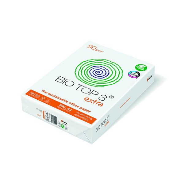 Kopierpapier BIOTOP 3 EXTRA | A3 | 90g | 89.5er Weisse Kopierpapier, naturweiss, holzfrei, TCF