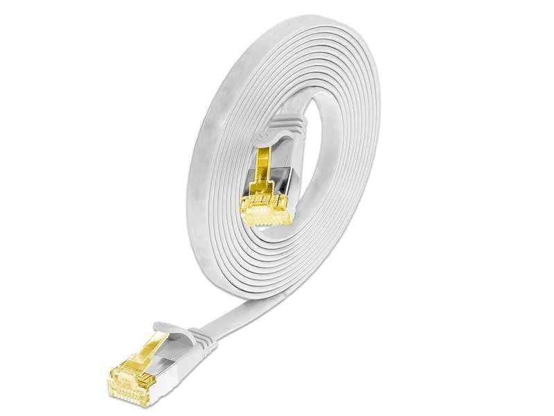 Wirewin Slimpatchkabel Cat 6A, U/FTP, 7m, Weiss, Farbe: Weiss, Form: Flach, Zusatzfunktionen: Mit Klinkenschutz, Längenaufdruck auf Stecker, Länge: 7 m, Anschlüsse LAN: RJ45 - RJ45, Produkttyp: Slimpatchkabel