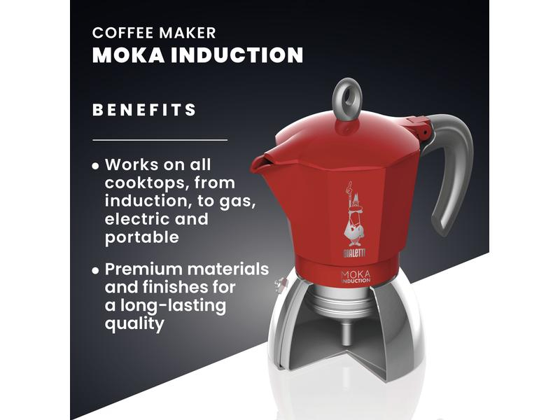 Bialetti Espressokocher New Moka Induktion 2 Tassen, Rot