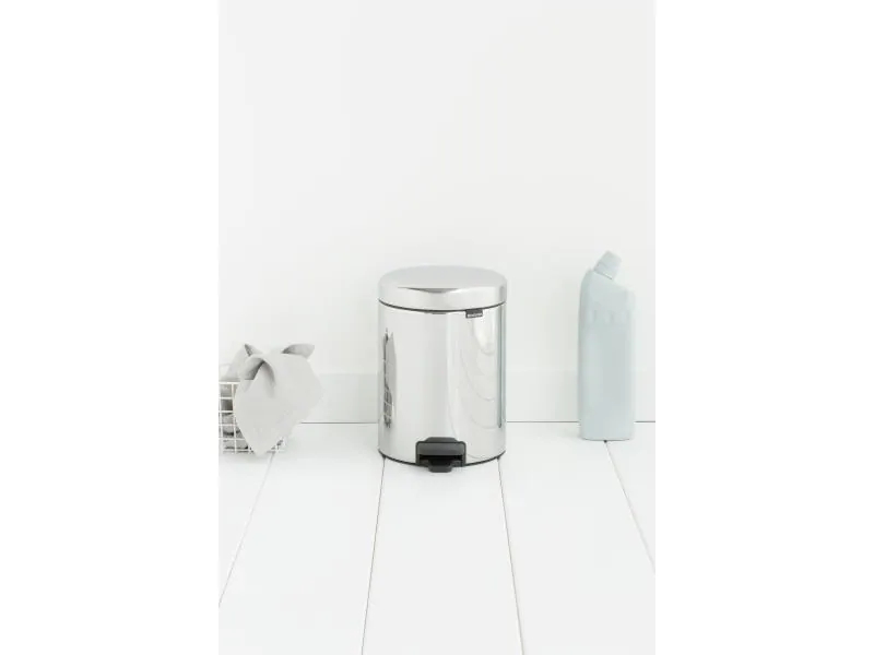 Brabantia Kosmetikeimer NewIcon 5 l, Brilliant Steel, Anzahl Behälter: 1, Breite: 205 mm, Farbe: Silber, Form: Rund, Material: null, Höhe: 291 mm