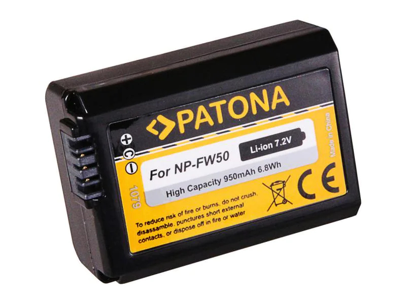 PATONA Akku NP-FW50, 1080 mAh / 7.2V, für Alpha 7/6000/5000/3000,