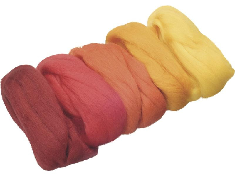 Heyda Filzwolle Merino Mix 50 g, Rot, Farbe: Gelb, Orange, Rot, Filz Art: Filzwolle