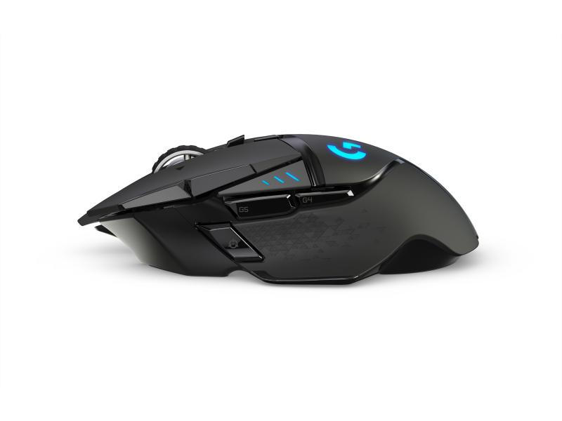 Logitech Gaming-Maus G502 Lightspeed Wireless, Maus Features: Daumentaste; Scrollrad; RGB-Beleuchtung; Herausnehmbare Gewichte; Hyperschnelles Scrollen; Programmierbare Tasten, Bedienungsseite: Rechtshänder, Farbe: Schwarz, Gewicht: 114 g, Anzahl Tasten: