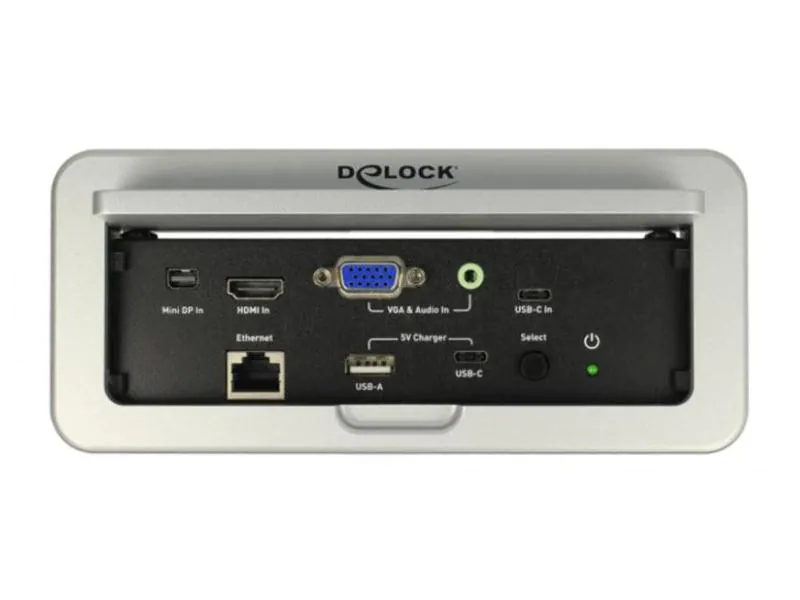 Delock Konverter Multi-AV - HDMI für Tischeinbau, Anzahl Eingänge: 7 ×, Anzahl Ausgänge: 4 ×, Anschluss Seite A: Mini DisplayPort; HDMI; VGA; USB-C Buchse, Anschluss Seite B: HDMI