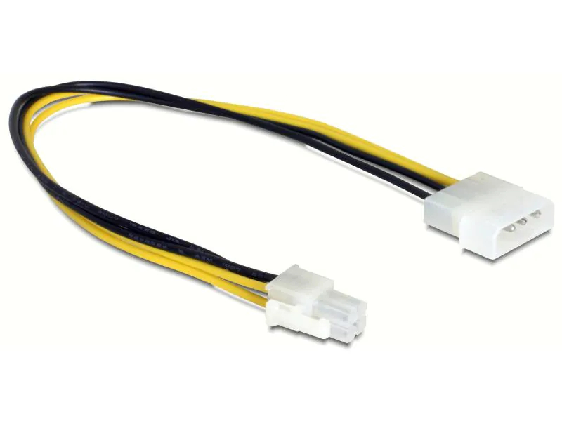 DeLock Stromkabel Molex - 4Pin 30 cm, Typ: Adapterkabel, Stromanschluss Seite A: Molex, Stromanschluss Seite B: P4 4Pin CPU, Kabellänge: 30 cm