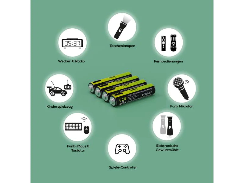 Verico Akku 4x AAA 600 mAh, Spannung: 1.5 V, Kapazität: 600 mAh, Akkutyp Bauform: AAA, Verpackungseinheit: 4 Stück, Kapazität Wattstunden: 0.9 Wh, Akkutyp: Lithium-Ion (Li-Ion)