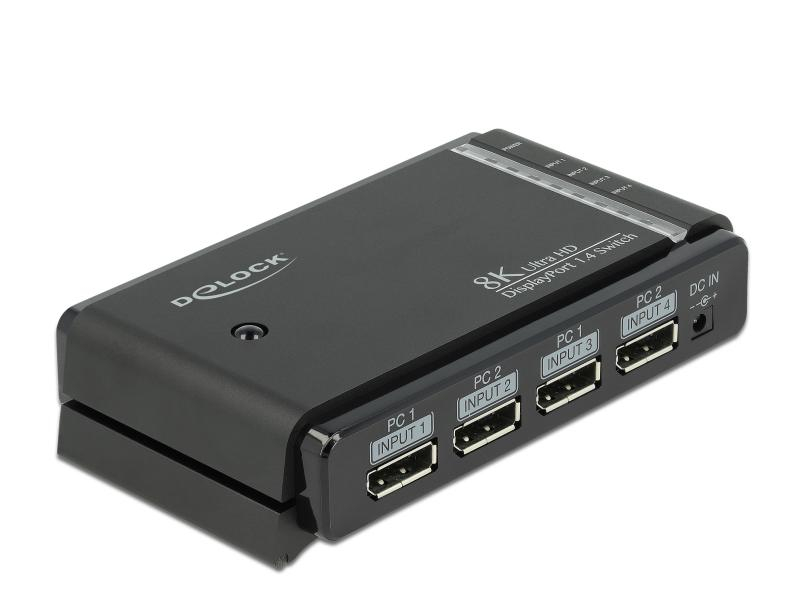 Delock Switchbox 2x2 Port Displayport, 8K, Bedienungsart: Fernbedienung, Anzahl Eingänge: 2 ×, Steckertyp Seite A: DisplayPort, Anzahl Ausgänge: 2 ×, Steckertyp Seite B: DisplayPort