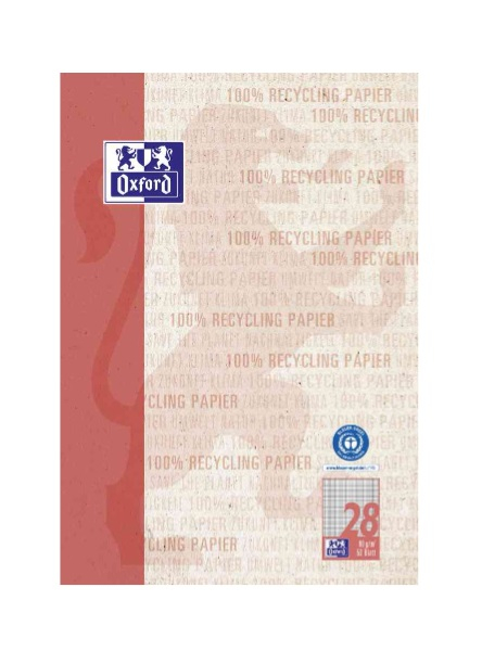 Oxford Schulblock "Recycling", DIN A4, 50 Blatt, Lineatur 28