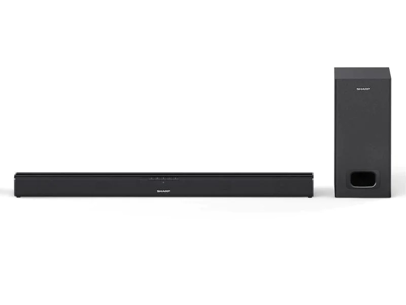 Sharp Soundbar HT-SBW110, Verbindungsmöglichkeiten: HDMI, Toslink, Aux Kabel, Audiokanäle: 2.1, Detailfarbe: Schwarz, Soundbar Typ: Soundbar mit Subwoofer, Ausstattung: Fernbedienung, Bedientasten, Bluetooth, Equalizer