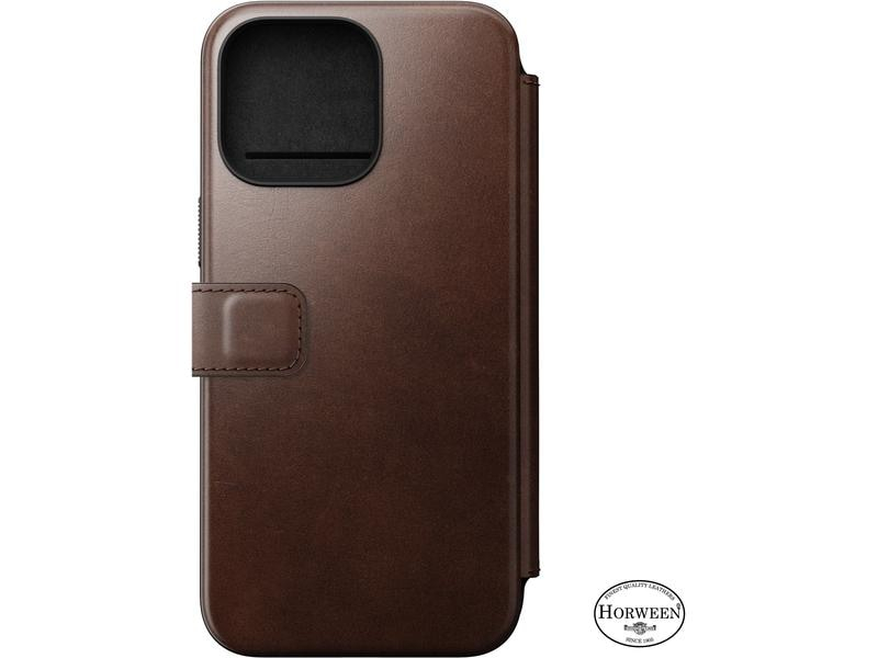 Nomad Modern Horween Leather Folio iPhone 15 Pro Max Rostbraun