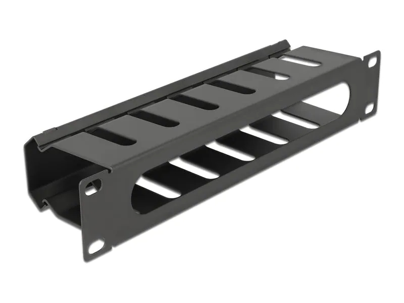 Delock Kabelführungspanel 1HE 10" Rack, Schwarz, Befestigung: 10" Rack, Detailfarbe: Schwarz