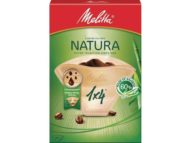 Melitta Filtertüte Natura 1x4 80 Stück, Filtergrösse: 1x4, Filtergrösse: 1x4, Farbe: Braun, Verpackungseinheit: 80 Stück, ungebleicht/naturbraun, 100% kompostierbar