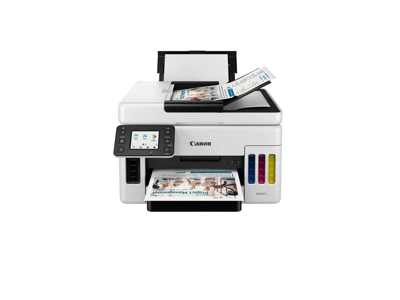 Canon Multifunktionsdrucker MAXIFY GX6050, Druckertyp: Farbig, Drucktechnik: Tintenstrahl, Total Fassungsvermögen Papierzuführungen: 350 Seiten, Mobildruck: Ja, Anzahl Papierzuführungen (maximal): 2, Druckgeschwindigkeit (farbig): 15.5 ppm