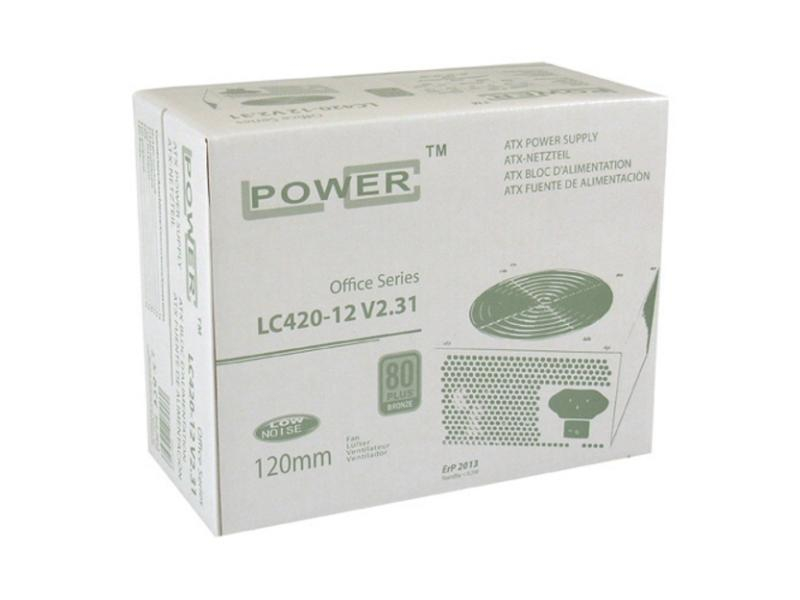 LC-Power Netzteil LC420-12 V2.31 Office 350 W, Kühlungstyp: Aktiv, 80 PLUS Zertifikat: Bronze, Netzteil Nennleistung: 350 W, Netzteil Kabelstrang: Fix, Netzteil Formfaktor: ATX