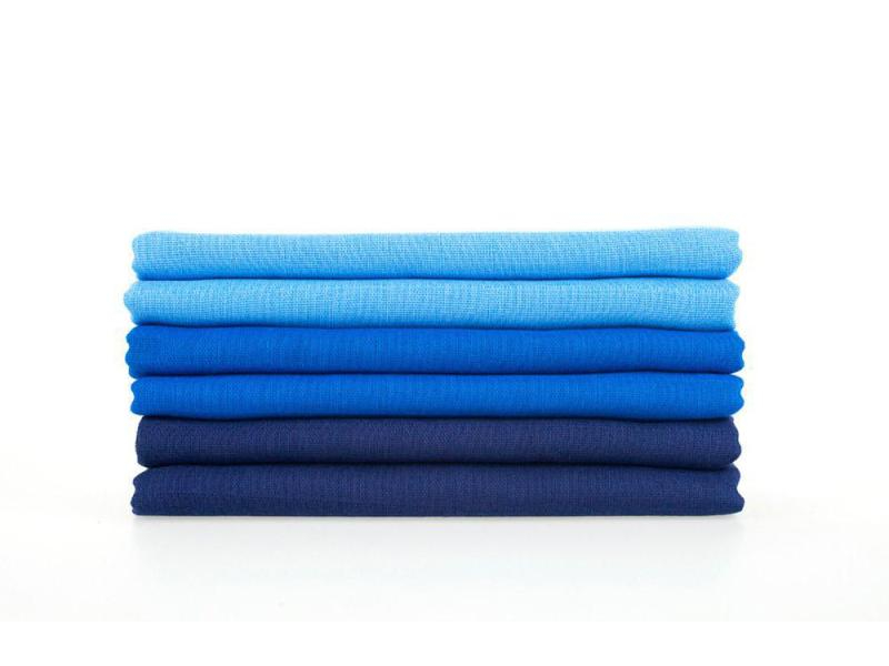 MAKIAN Mulltuch 6-er Set 80 x 80 cm Blau uni, Packungsgrösse: 6 Stück, Material: Baumwolle, Set: Ja, Farbe: Blau