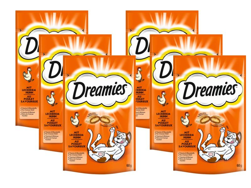 Dreamies Katzen-Snack mit Huhn, 6 x 60g, Fleischsorte: Geflügel, Packungsgrösse: 360 g, Produkttyp: Biscuits