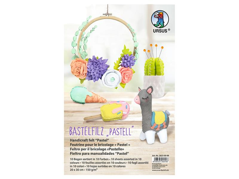 URSUS Bastelfilz Pastell 150 g/m² , 20 x 30 cm, 10 Blatt, Detailfarbe: Mehrfarbig, Filz Art: Bastelfilz