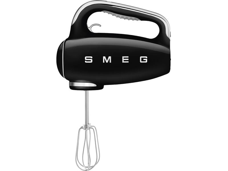 SMEG Handmixer 50's Style HMF01BLEU Schwarz, Motorleistung: 250 W, Funktionen: Aufschäumen, Rühren, Mixen, Kneten, LED-Display, Anzahl Betriebsstufen: 9, Detailfarbe: Schwarz
