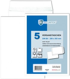 SECURITEX Versandtasche, C5, weiß, ohne Fenster, 130 g/qm