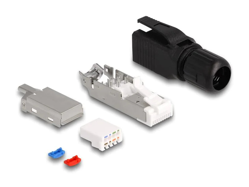 Delock Stecker RJ45 Cat.6A 1 Stück, Schwarz, Kabelschirmung: STP, Montageart: RJ45 Werkzeugfrei (Feldkonfektion)(Draht), Kabelart: Rangierkabel (Litze), Detailfarbe: Schwarz, Verpackungseinheit: 1 Stück, Leistungskategorie Cat.: Cat 6A