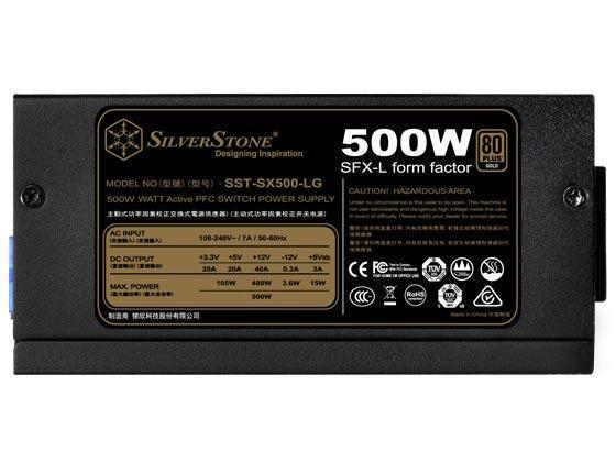 SilverStone Netzteil SX500-LG 500 W, Kühlungstyp: Aktiv, 80 PLUS Zertifikat: 80 PLUS Gold, Netzteil Nennleistung: 500 W, Netzteil Kabelstrang: Voll-modular, Netzteil Formfaktor: SFX