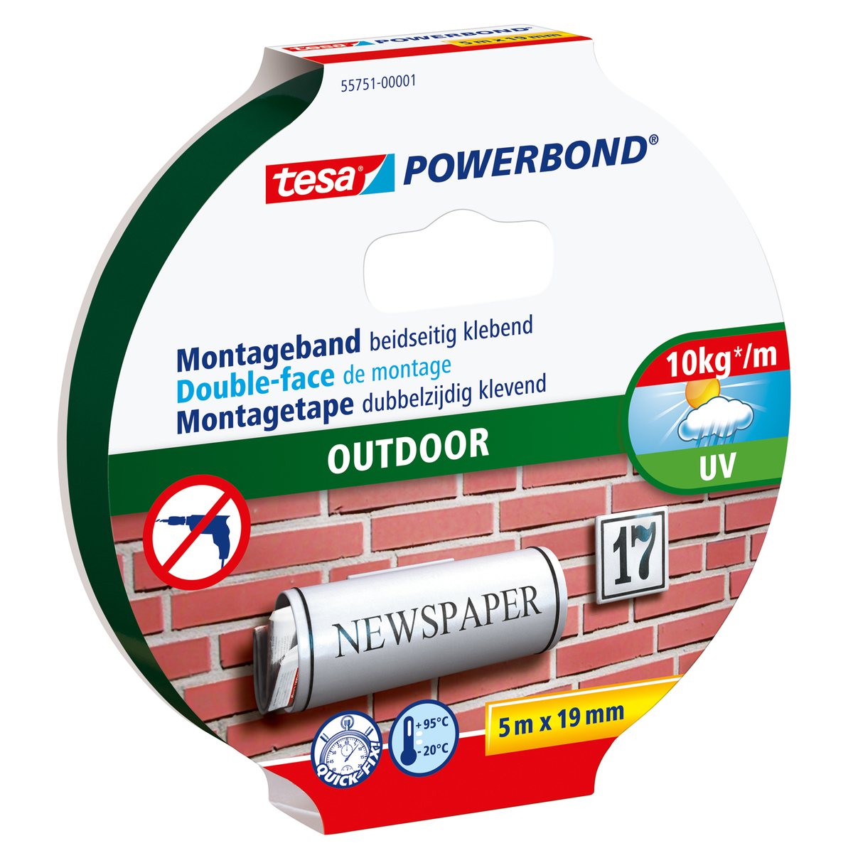 tesa Powerbond Montageband OUTDOOR, 19 mm x 5,0 m