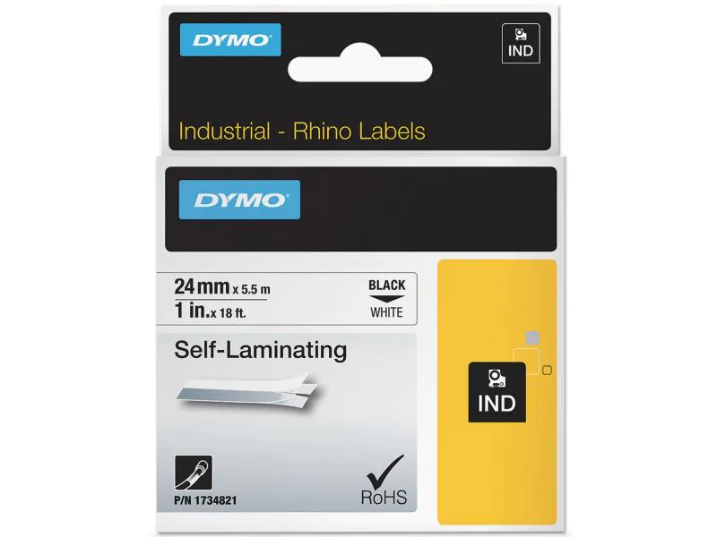 DYMO RHINO Vinyl-Schriftband schwarz/weiß, 24 mm x 5,5 m