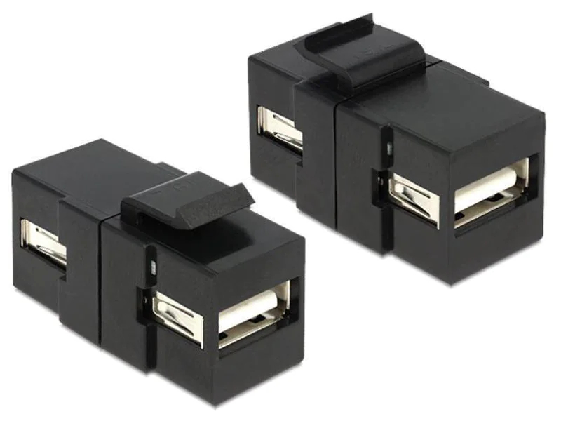 Delock Keystone-Modul USB2.0, Modultyp: Keystone, Anschluss Front: Buchse USB A, Anschluss Rück: Buchse USB A, Medientyp: USB, Schirmung: Ja, Farbe: Schwarz