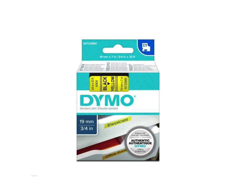 DYMO Schriftband D1 schwarz/gelb S0720880 19mm/7m