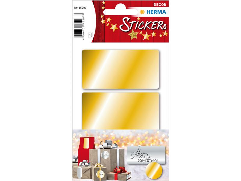 HERMA Weihnachtssticker 3.4 x 6.7 cm 3 Blatt à 3 Sticker, Gold, Länge: 0 cm, Verpackungseinheit: 1 Stück, Material: Kunststoff, Detailfarbe: Gold, Produkttyp: Weihnachtssticker