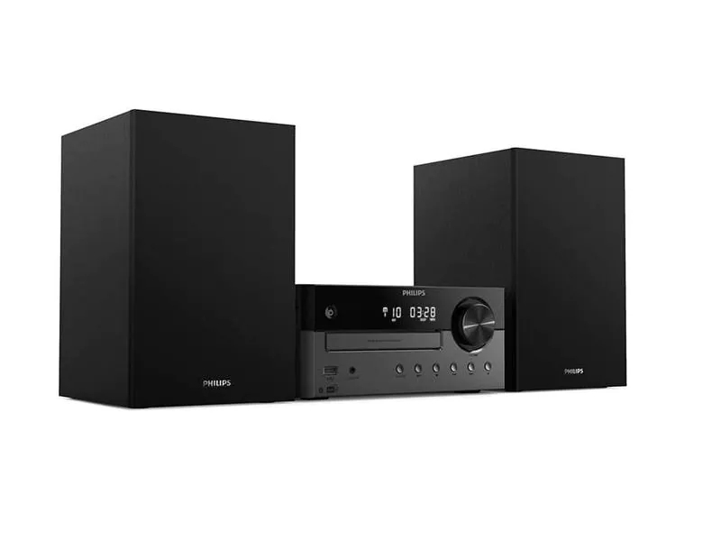 Philips Micro-HiFi Anlage TAM4505/12 Schwarz, Radio Tuner: DAB+, FM, Farbe: Schwarz, Lautsprecher Kategorie: Regallautsprecher, Ausstattung: Bluetooth, CD, USB, Verbindungsmöglichkeiten: 3,5 mm Klinke, Bluetooth, USB, System-Kompatibilität: Keine