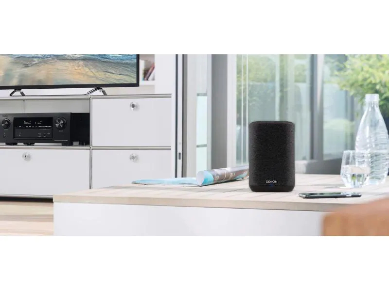 Denon Lautsprecher Home 150, Typ: Lautsprecher, Radio Tuner: Internetradio (TuneIn), Verbindungsmöglichkeiten: 3,5 mm Klinke, AirPlay 2, Bluetooth, USB, WLAN, Ausstattung: Bluetooth, HiRes-Audio, AirPlay 2, Heos, Farbe: Schwarz, System-Kompatibilität: G