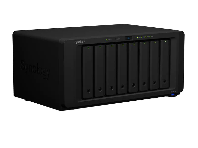 Synology NAS Diskstation DS1821+ 8-bay, Anzahl Laufwerkschächte: 8, Schacht abschliessbar: Nein, Speicherkapazität: 0 TB, Arbeitsspeicher erweiterbar: Ja, Schnittstellen: Type-C USB 3.2 Gen 1 (USB 3.0/USB 3.1), eSATA, RAID: Ja