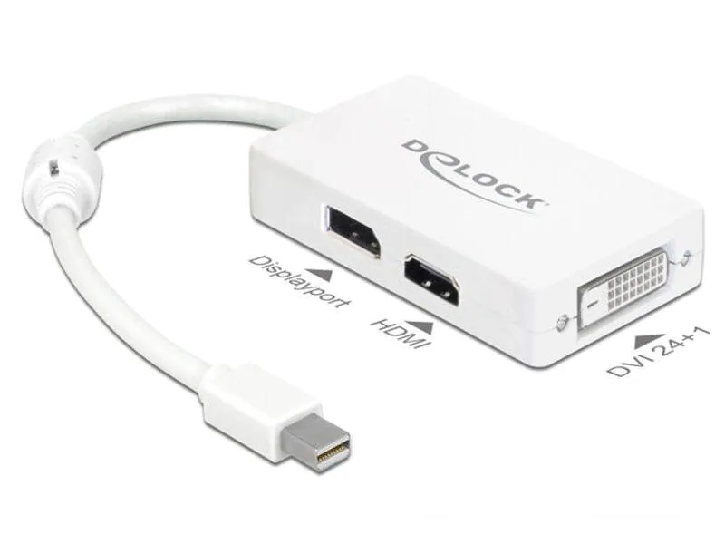 Monitoradapter Mini-Displayport zu HDMI,DVI und Displayport, für Apple Mac Notebook, weiss, 18cm