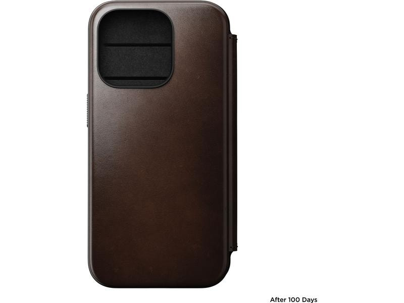 Nomad Modern Horween Leather Folio iPhone 15 Pro Rostbraun