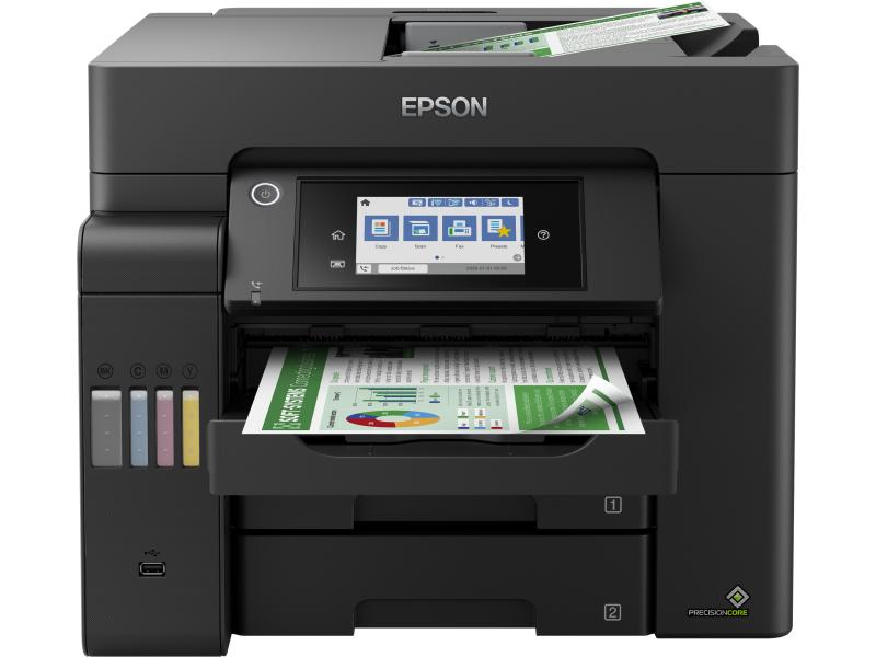 Epson ECO-Tank ET-5800, Farbe Tintenstrahl Drucker, A4, 25 Seiten pro Minute, Drucken, Scannen, Kopieren, Fax, Duplex und WLAN