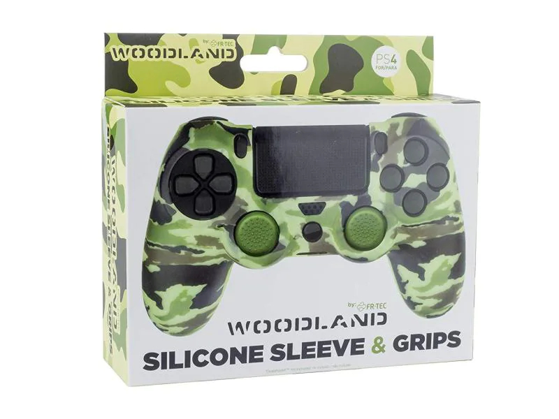 FR-TEC Schutzhülle PS4 Silicone Skin + Grips Camo Woodland, Farbe: Camouflage