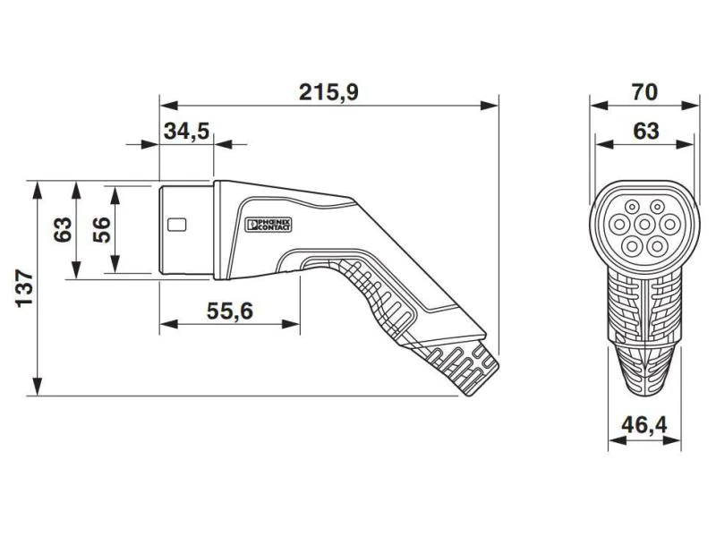 Phoenix Contact Ladekabel für Elektroauto Typ 2 (26.6kW) 4m, Kabellänge: 4 m, Ladeleistung: 26.6 kW, Anschluss Seite B: Typ 2, Anschluss Seite A: Typ 2