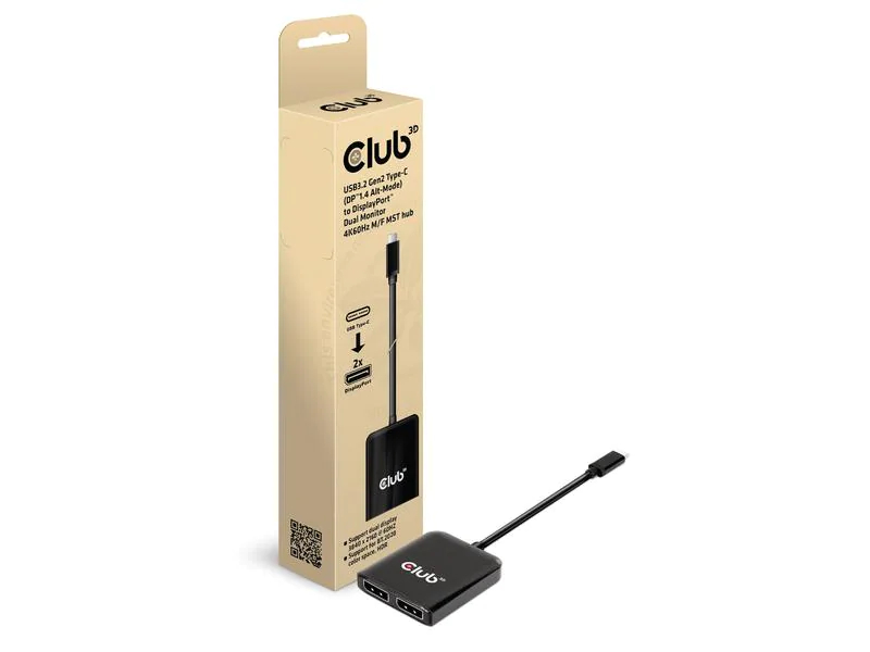 Club 3D Adapterkabel CSV-1555 MST Hub USB Type-C - DisplayPort, Kabeltyp: Adapterkabel, Videoanschluss Seite A: USB Type-C, Videoanschluss Seite B: DisplayPort