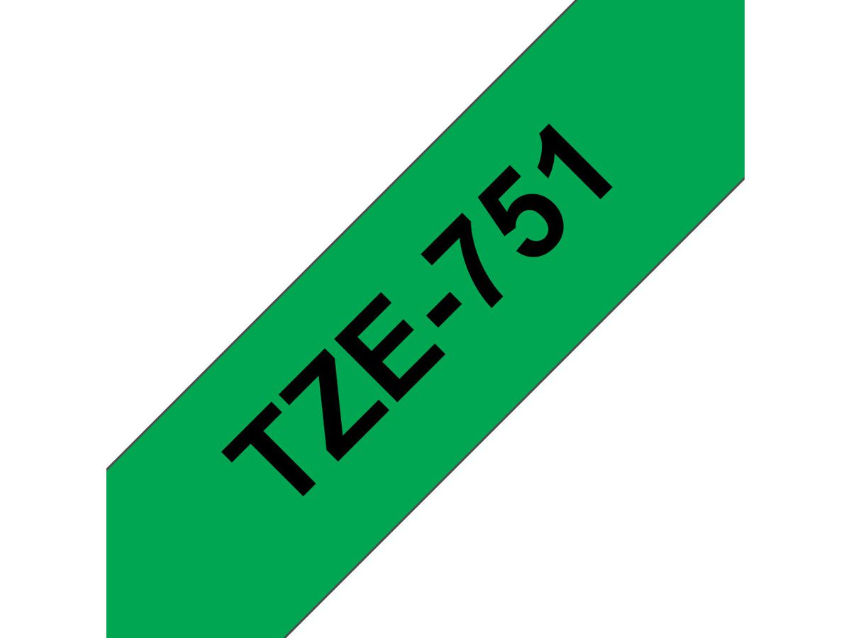 Brother Beschriftungsband TZe-751 Schwarz auf Grün 24 mm