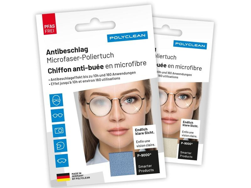 Polyclean Brillenputztuch Antibeschlag 1 Stück, assortiert