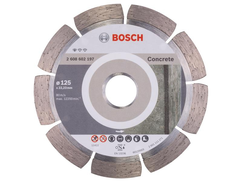 Bosch Professional Diamanttrennscheibe Standard for Concrete, 12.5 cm x 1.6 mm, Zubehörtyp: Diamanttrennscheibe, Durchmesser: 125 mm, Für Material: Beton, Set: Nein